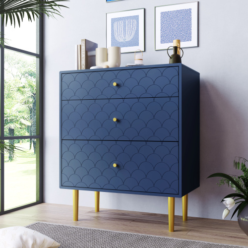 Navy Blue 3-Drawer Dresser
